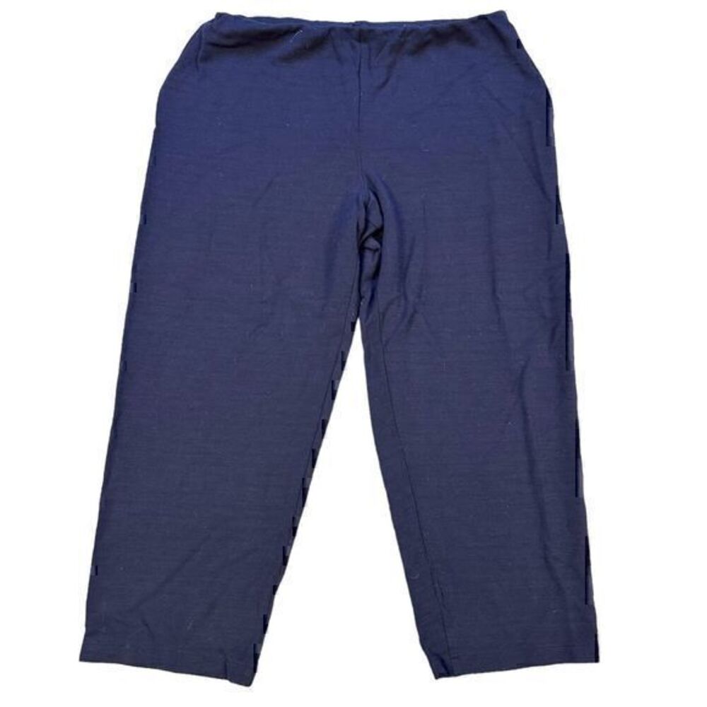 Eileen Fisher Woman Wide Leg Cropped Navy Blue Wool Blend Stretchy Pants Size 1X